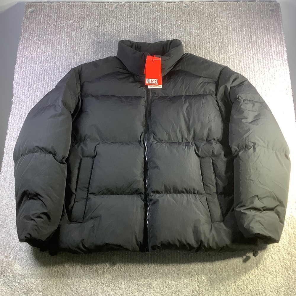 Diesel Raveel Puffer Jacket Mens Black Insulated Winter Coat Size 56 XXL NWT